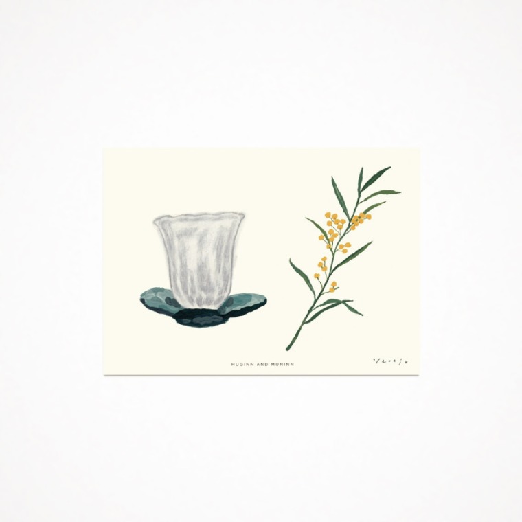 후긴앤무닌 드로잉 카드 (컵과 꽃)