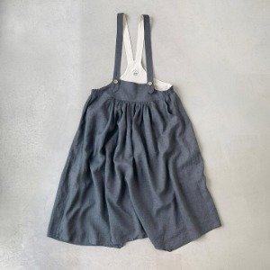 플라스틱팜 리넨 오버올 스커트 팬츠 (블루그레이) Linen Overall Skirt Pants (Blue Gray)